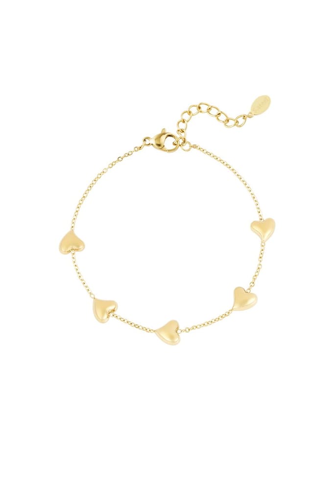 Bella Mar – Armbandje met Hartjes – Goudkleurig – Stainless Steel