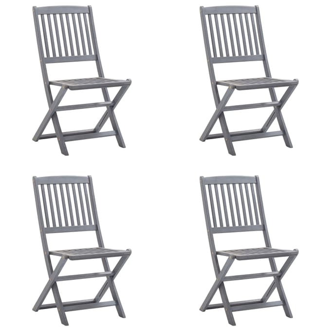 vidaXL - Set - van - 4 - klapstoelen - met - kussens, - gemaakt - van - massief - acaciahout.