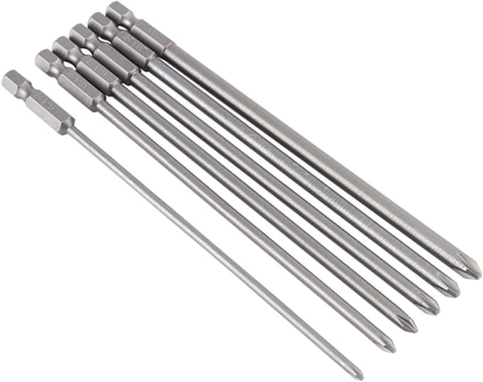 Langwerpige Phillips Schroevendraaier met Magnetische Bits - PH1 en PH2 - 150mm Schroefbit Set voor Precisiewerk en Klussen
