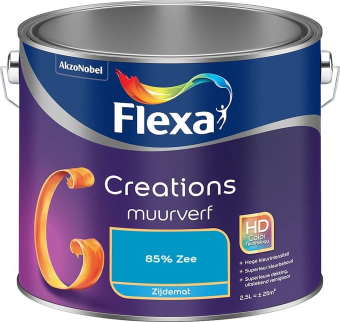 Flexa - Creations Muurverf Zijdemat - 85% Zee - Mengverf - 2,5 L