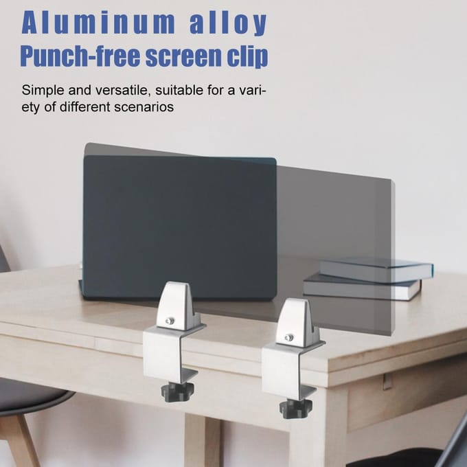 Klemhouder voor bureau-scheidingswand voor plexiglas tafelklem voor spatscherm zilver
