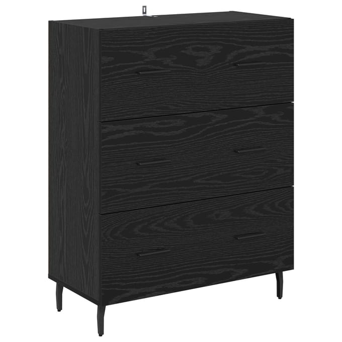 vidaXL Dressoir Zwart Eiken 69,5 x 34 x 90 cm Gemonteerd hout en ijzer