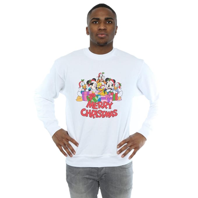 Disney Heren Mickey Mouse en vrienden Kerstmis Sweatshirt (Wit)