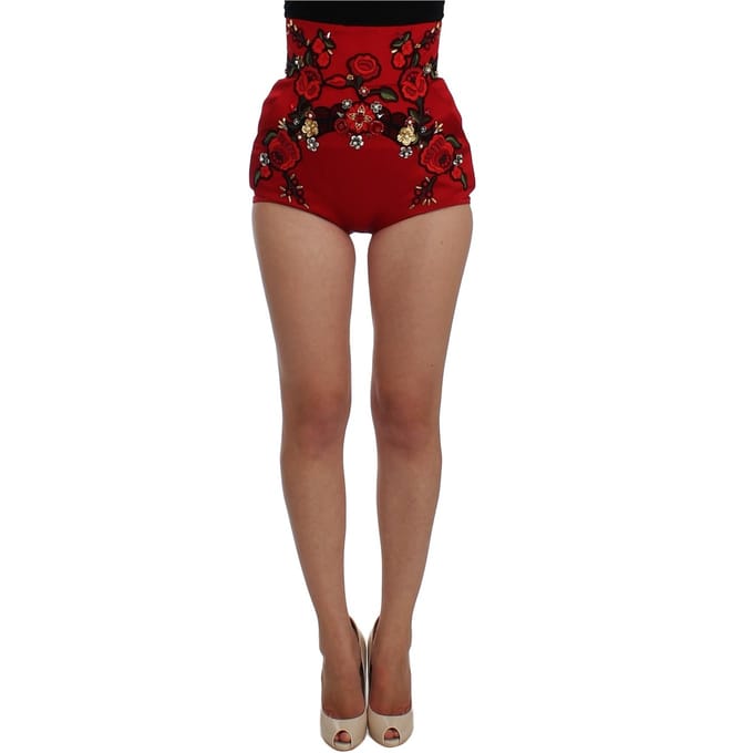 Dolce Gabbana Hoge Taille Shorts met Bloemenborduursel