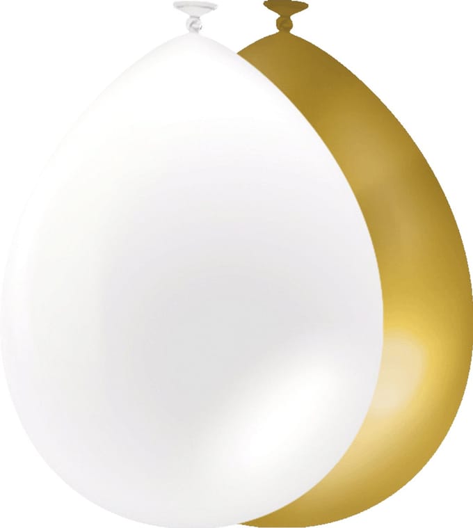 Ballonnen | 10 stuks | Kleur: Goud & Wit | Afmeting: 30cm