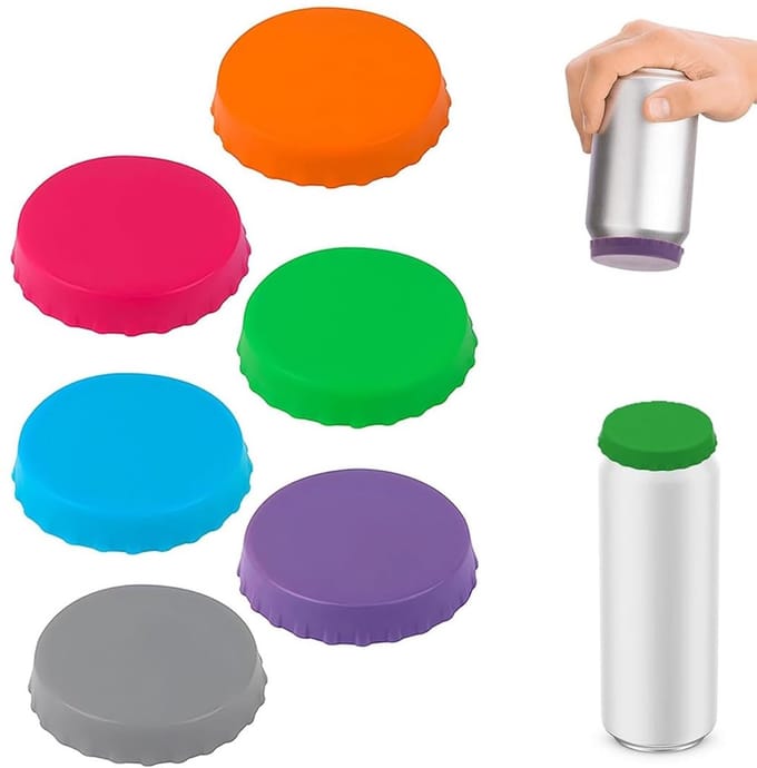 Dailygoods- Deksels voor Blikjes - Set van 6 Kleuren - Siliconen