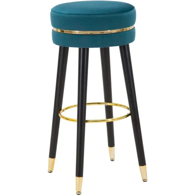 Barkruk Paris Teal/gold Ø 35×74 cm