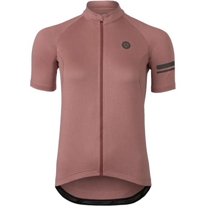 agu Core Fietsshirt Dames Korte Mouwen - Bruin - Drie achterzakken - YKK-rits over de hele lengte - Sneldrogend interlock