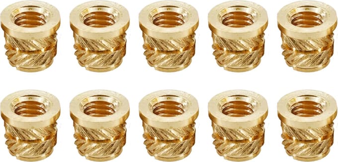 M3xL3xBoorgat4.2mm Messing Insert Persmoeren - Inzetstukken met Schroefdraad en Persflens 10 stuks