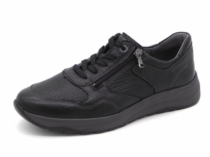 Waldläufer Heren Sneaker - 662002-199-001 Zwart - Wijdte K - Maat 7½ (41)