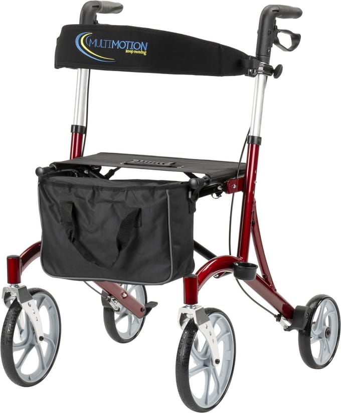 Multimotion Cruiser Lichtgewicht Design Rollator - Rood - Grote Wielen