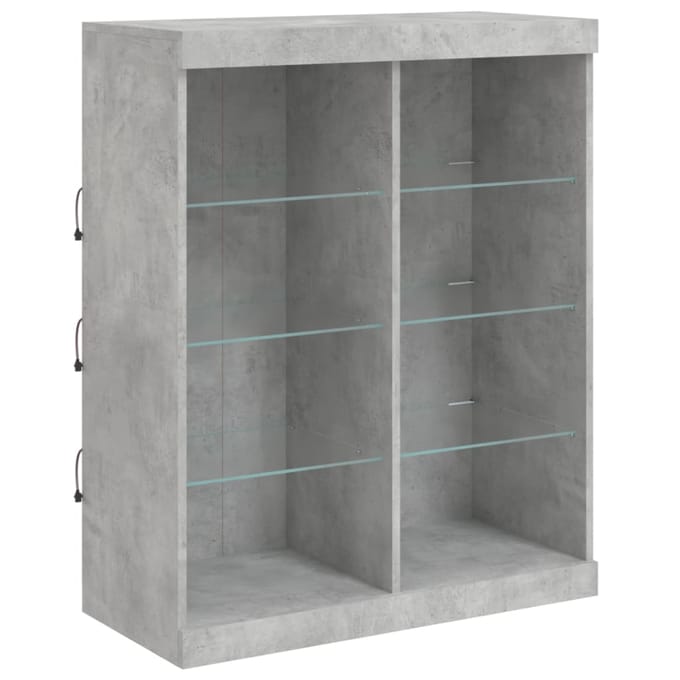 vidaXL - Dressoir - met - LED-verlichting - 81x37x100 - cm - betongrijs