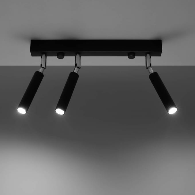 SOLLUX LIGHTING Plafondspot Nicanor, zwart/chroom, 35 cm, 3-lamps.