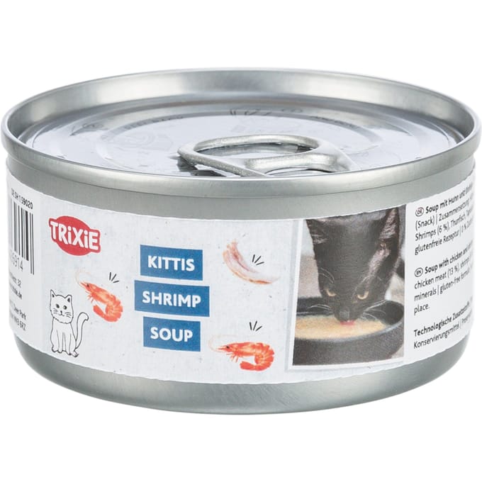 4x 80g Trixie Kittis Soep Kip & Garnalen kattensnacks