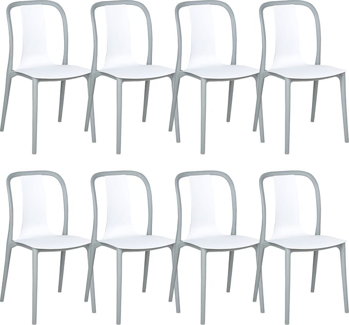 SPEZIA - Tuinstoel set van 8 - Grijs/Wit - Synthetisch materiaal