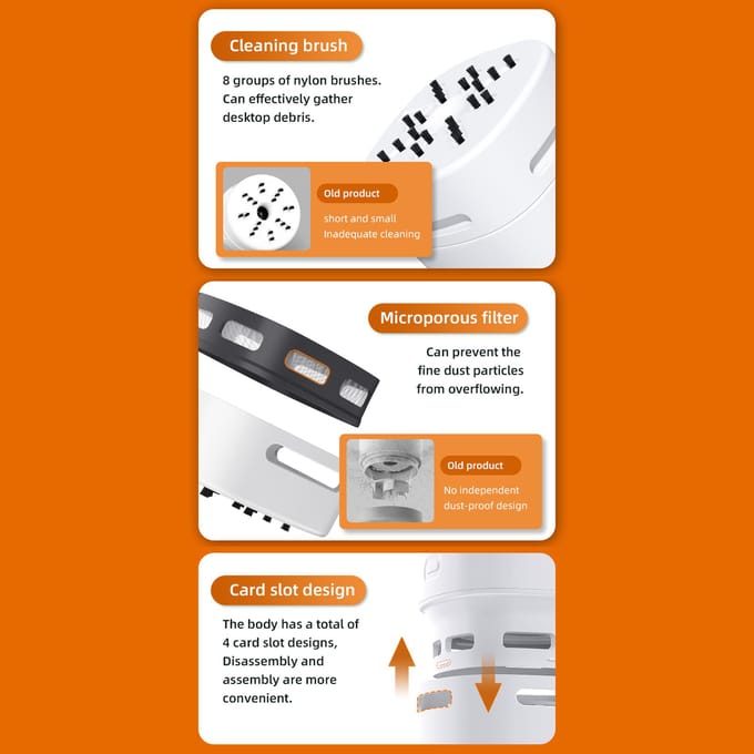 Mini-bureaustofzuiger met USB-ventilator, draagbare, snoerloze tafelstofzuiger, oplaadbare batterij USB power supply