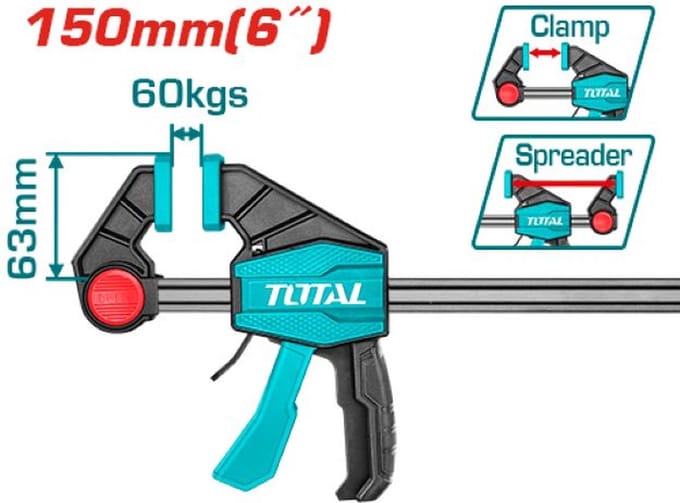 Total Tools Lijmklem - 150mm - Maximale klemkracht 60kgs