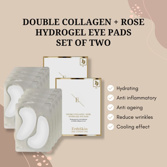 2x Dubbele Collageen + Roos Hydrogel Oogkompressen 5 X 2
