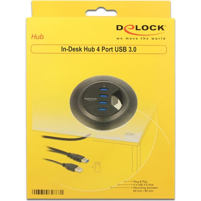 Delock 62868 62868 USB-hub 4 poorten USB-A USB 3.1 Gen1 5 GBit/s Zwart