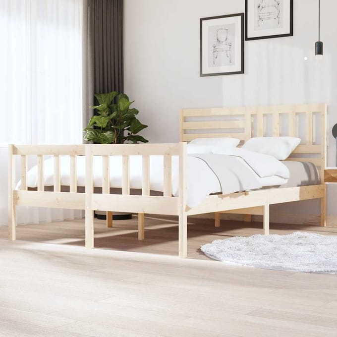 vidaXL - Bedframe - massief - hout - 140x200 - cm