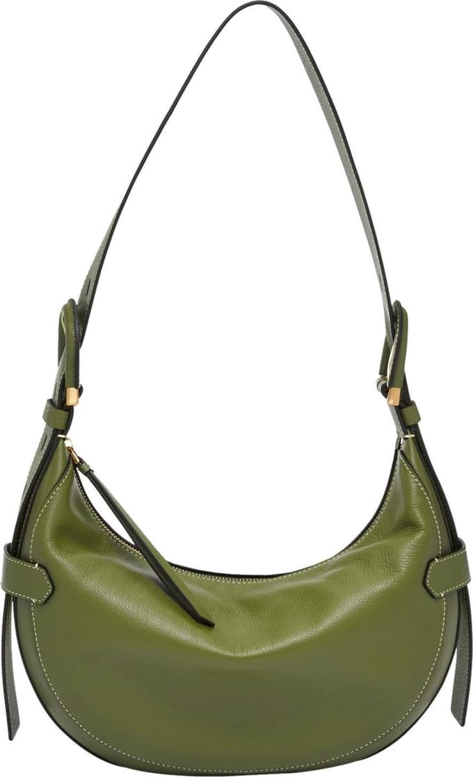 FOSSIL Leren Schoudertas Harwell Hobo Tarragon Olijfgroen