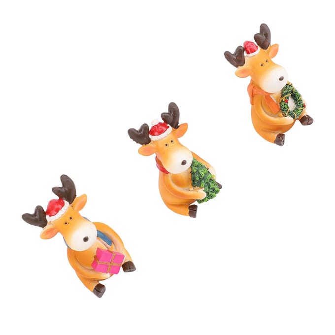Kerst Rendier Ornament Hars Beeld Cartoon Schattig Eland Beeldje Tafelblad Bureau Ornament orange
