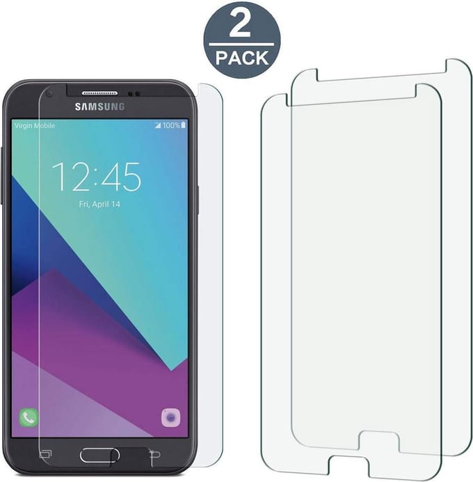 2x Screenprotector Tempered Glass Glazen Gehard Screen Protector 2.5D 9H (0.3mm) - Glasplaatje Geschikt voor: Samsung Galaxy J7 2017