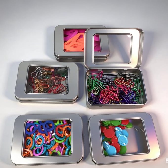 Opbergdozen mini blikjes 8 stuk zilver met