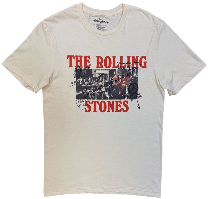 The Rolling Stones - Beggars Banquet Graffiti Heren Tshirt - M - Creme