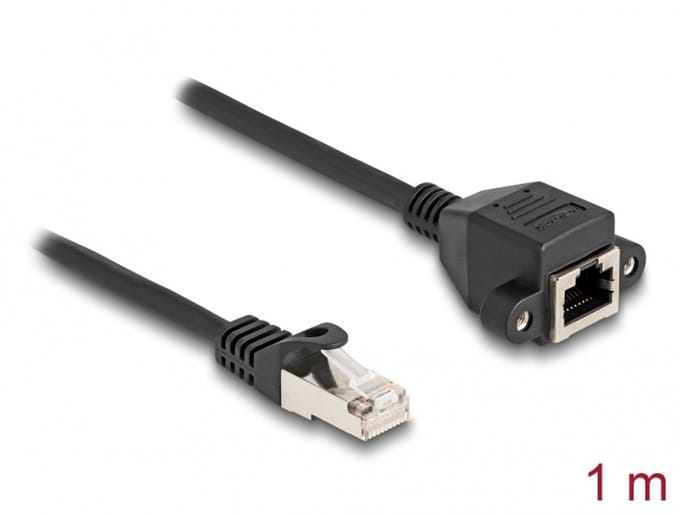 Delock 80193 RJ50 Netwerkkabel, patchkabel Kabel S/FTP 1.00 m Zwart Afgeschermd (dubbel) 1 stuk(s)