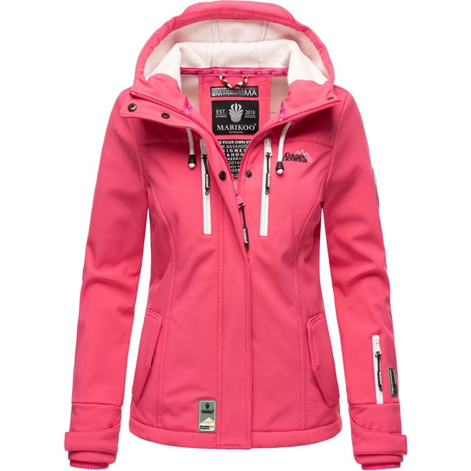 Marikoo dames softshelljas – Kleine Zicke, warm met capuchon & fleecevoering