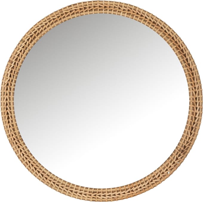 J-Line spiegel Rond - spar/glas - naturel - Ø 75 cm