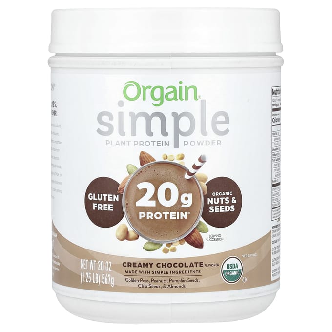 Orgain, Simple, poudre de protéines végétales, chocolat crémeux, 1,25 lb (567 g)