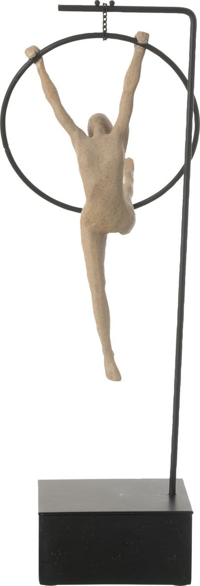 J-Line decoratie Gymnaste Hoepel Beta - polyresin - beige/zwart