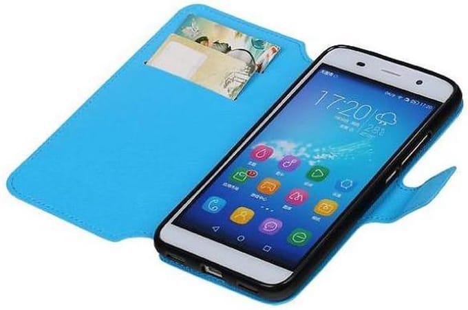 Cross Pattern TPU Bookstyle Wallet Case Hoesje Geschikt voor Honor 4 A / Y6 Blauw