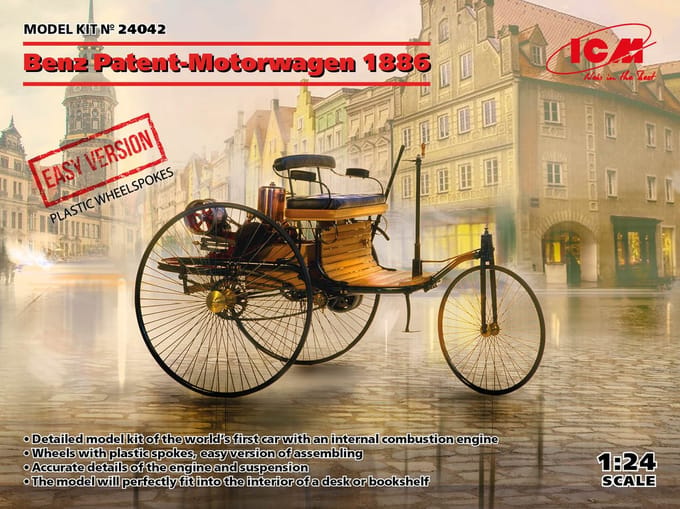 ICM Modelbouwpakket Militaire voertuigen - 24042 Benz Patent-Motorwagen 1886 - Easy Version Plastic - 1:24 - Modelbouw