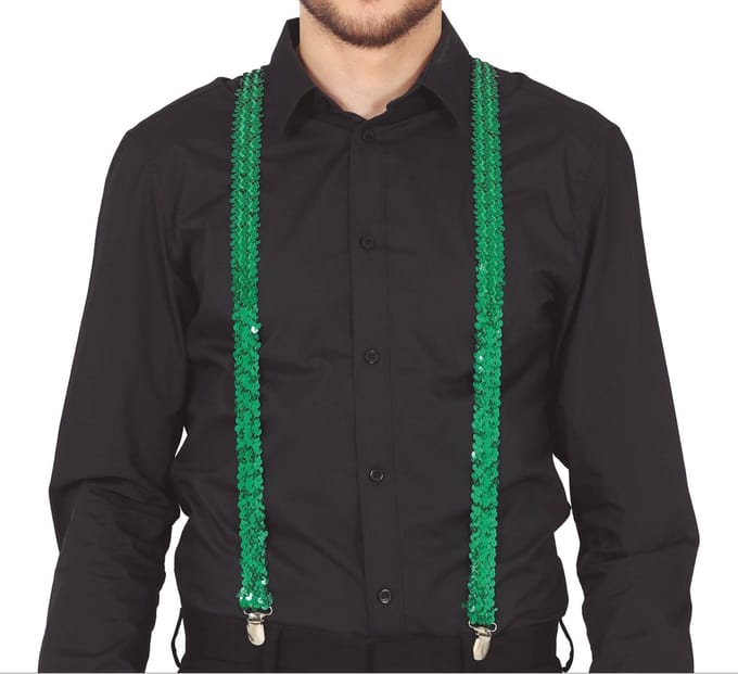 Boland party Carnaval verkleed bretels - pailletten groen - heren/dames - verkleedkleding accessoires