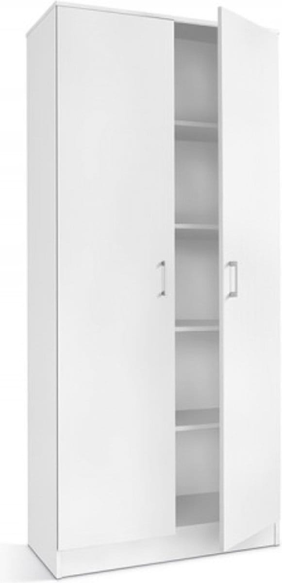 Interiax Kledingkast 'Amelie' - Opbergkast met 2 Deuren & 4 Legplanken | Wit | 180x80x40 cm