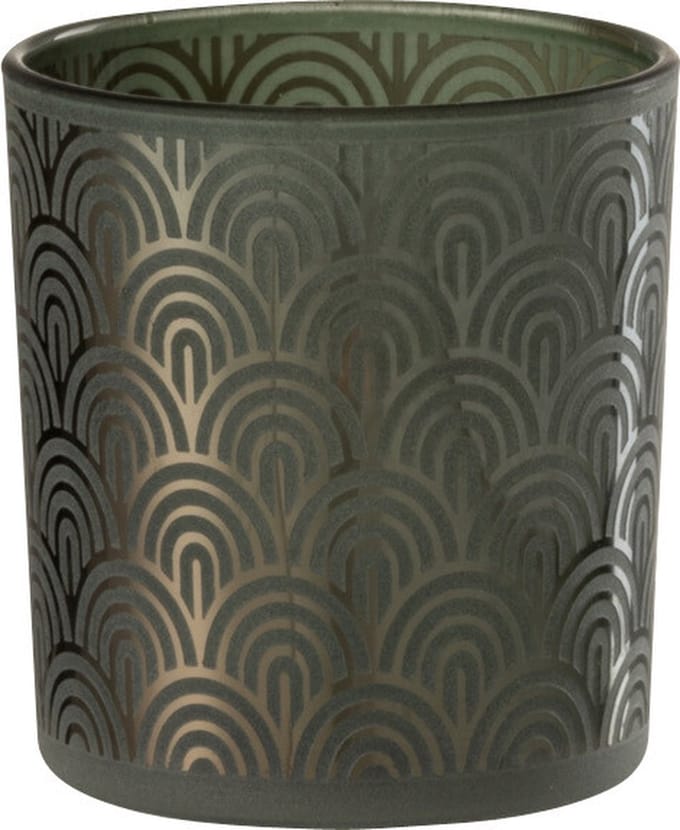 J-Line windlicht Boog - glas - groen - small - 4 stuks