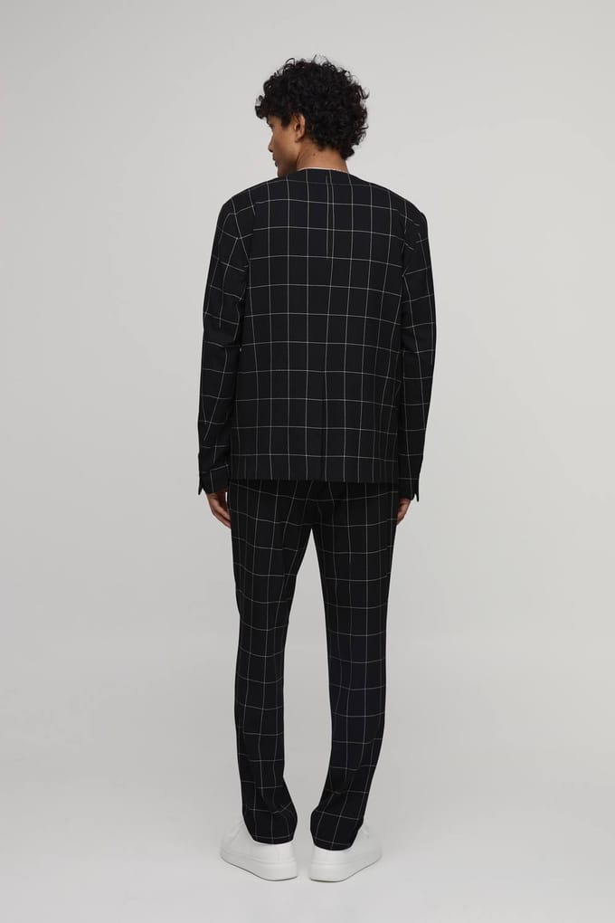 Pantalon Met Ruitjespatroon En Rechte Tailored Pasvorm | Black | Size 36