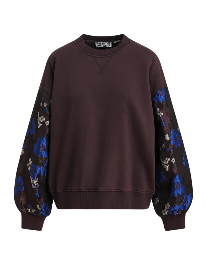 Essentiel Antwerp Jacquard Sleeve Sweatershirt Sweaters Bordeaux Kueer