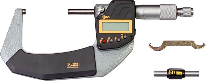 Digitale buitenschroefmaat IP65 meetbereik 50-75 mm resolutie 0,001 mm MW Tools DBM50-75
