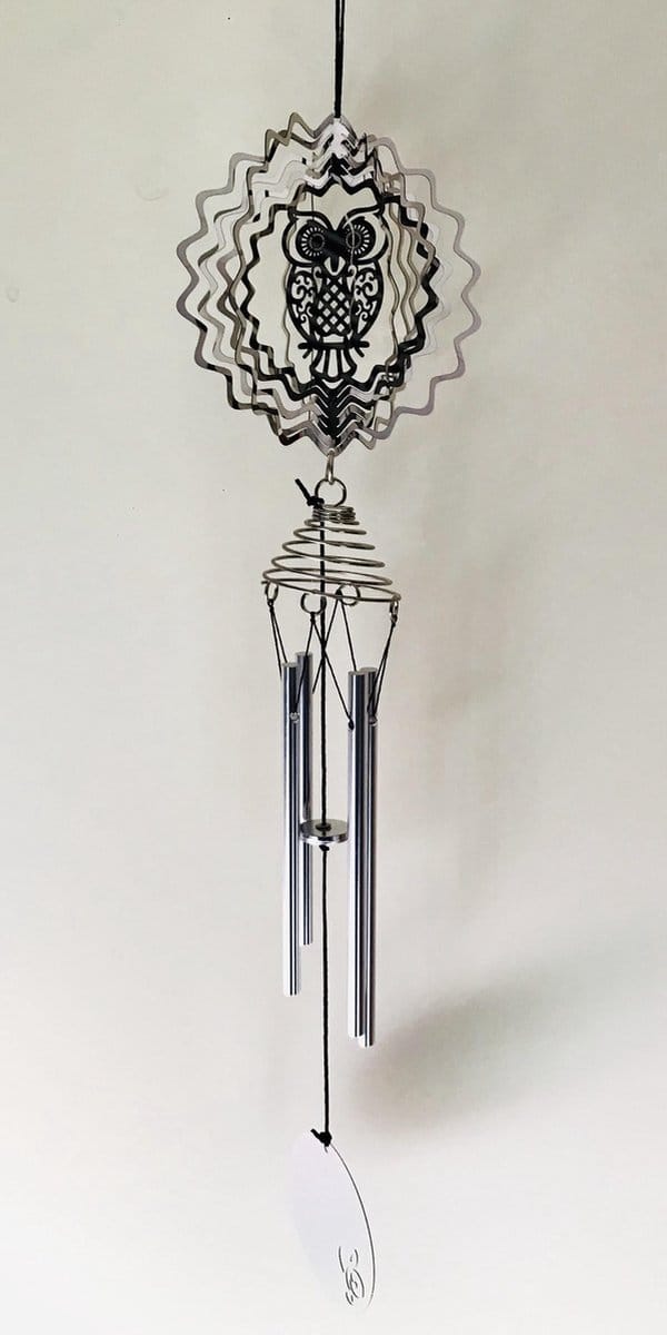 Nature's Melody Windgong Windorgel COSMO SPINNER CHIME OWL UIL 44CM