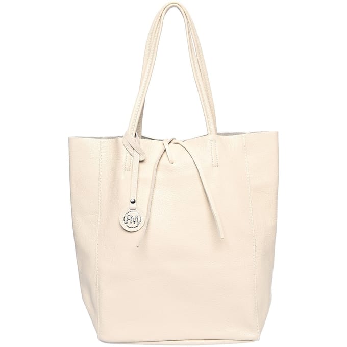 Roberta M Beige Rundleer Tas