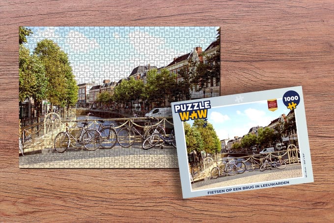 Puzzel Leeuwarden - Brug - Fiets - Legpuzzel - Puzzel 1000 stukjes volwassenen