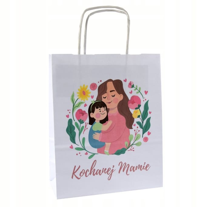 Papieren Cadeautas voor Moederdag - Wit met Opdruk A5