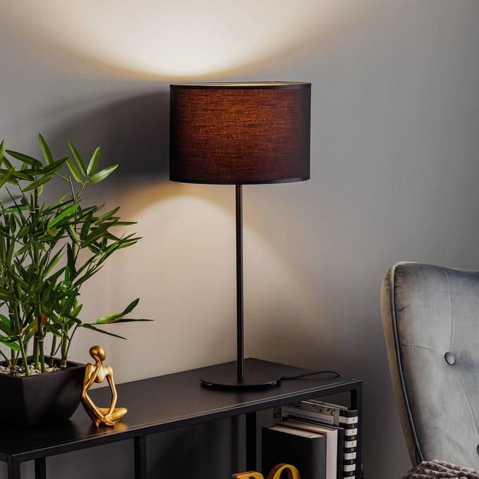 Luminex Tafellamp Soho, cilindrisch 56 cm zwart/goud