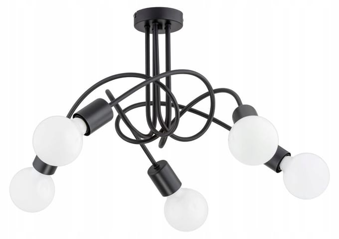Zwarte Loft Platte lamp LUPO 5x E27
