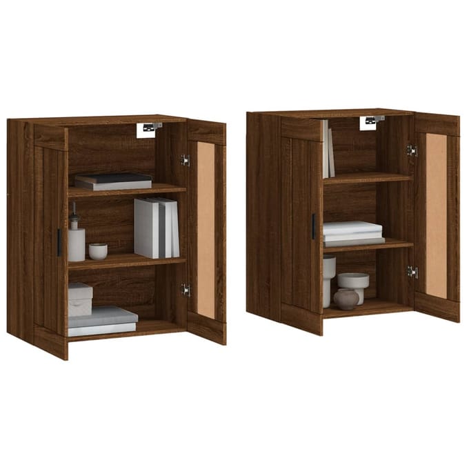 vidaXL - Hangkasten - 2 - st - bewerkt - hout - bruin - eikenkleur