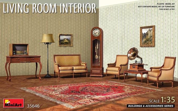 MiniArt Modelbouwpakket Diorama - 35646 Diorama Living Room Interior Plastic - 1:35 - Modelbouw